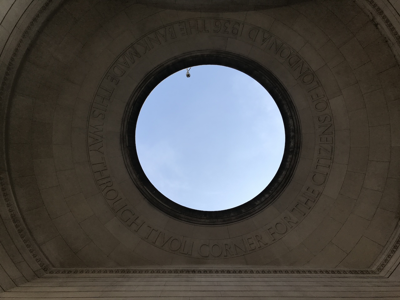 Bank's Tivoli Corner looking up (2020)